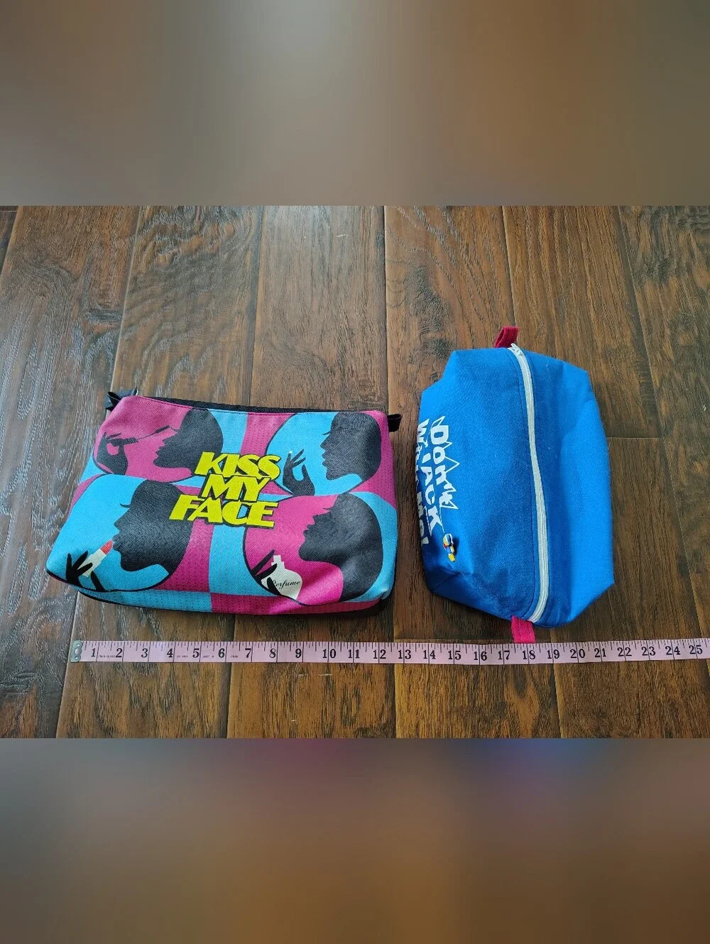Handmade Donald Duck large blue zipper bag And Kiss Me Cosmetics Bag